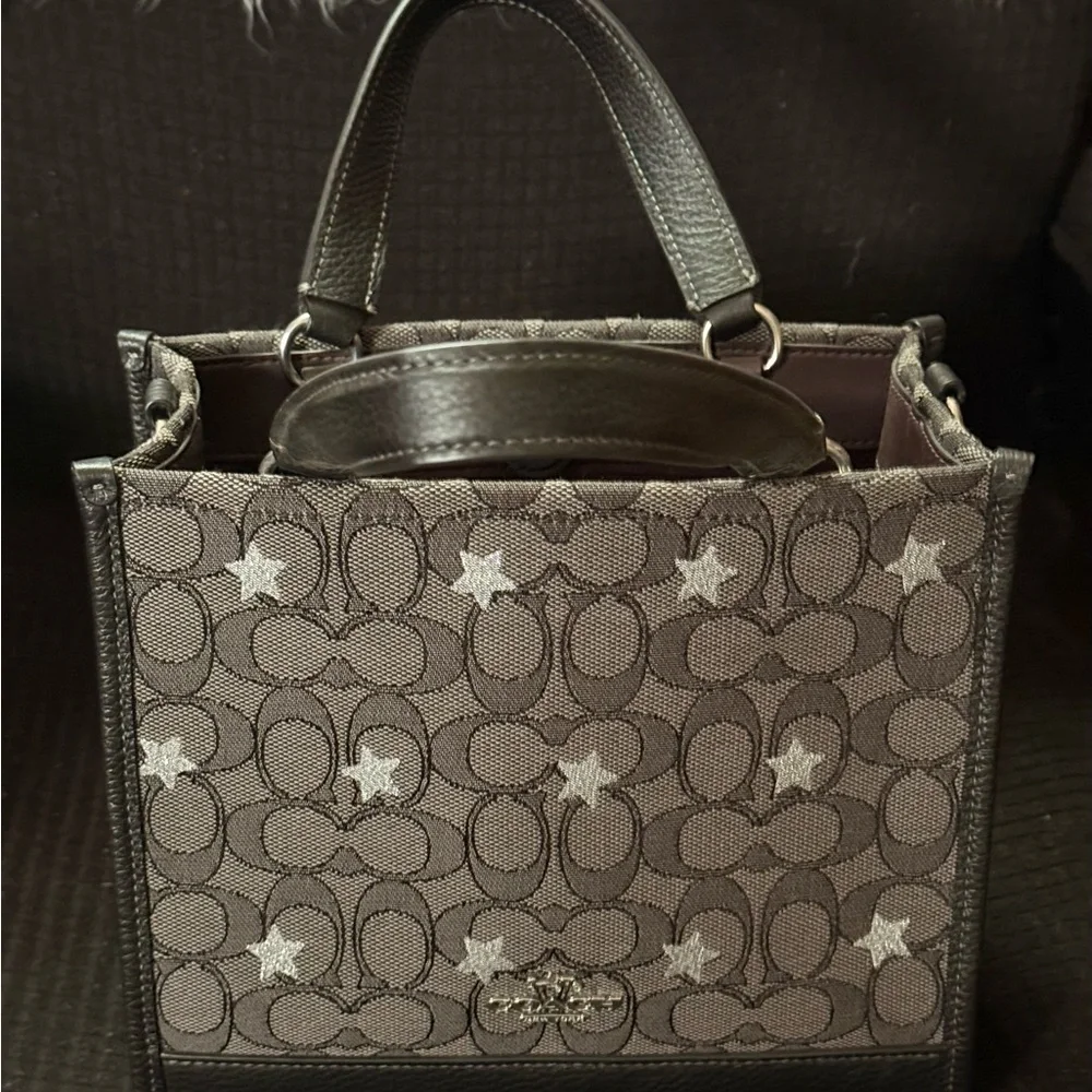 Coach Black Small Tote Bag with Silver Star Design - Picture 5 of 7